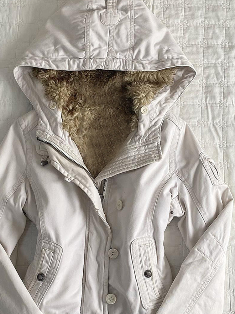 retro fur white coat