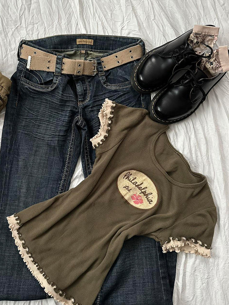 retro y2k green t-shirt