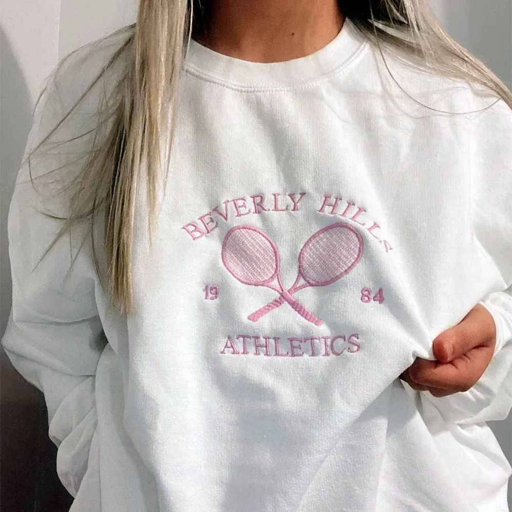 Tennis Preppy Letters Embroidered Sweatshirt