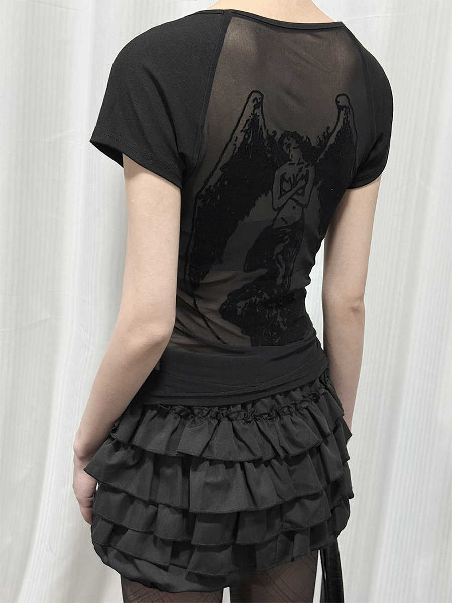 Goth Y2K Mesh Back T-shirt
