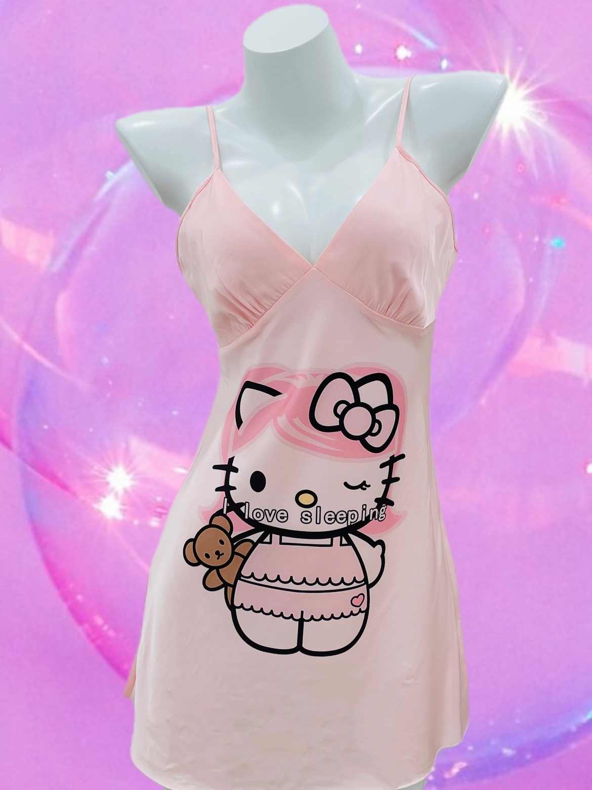 Cute Kitty Suspender Nightgown