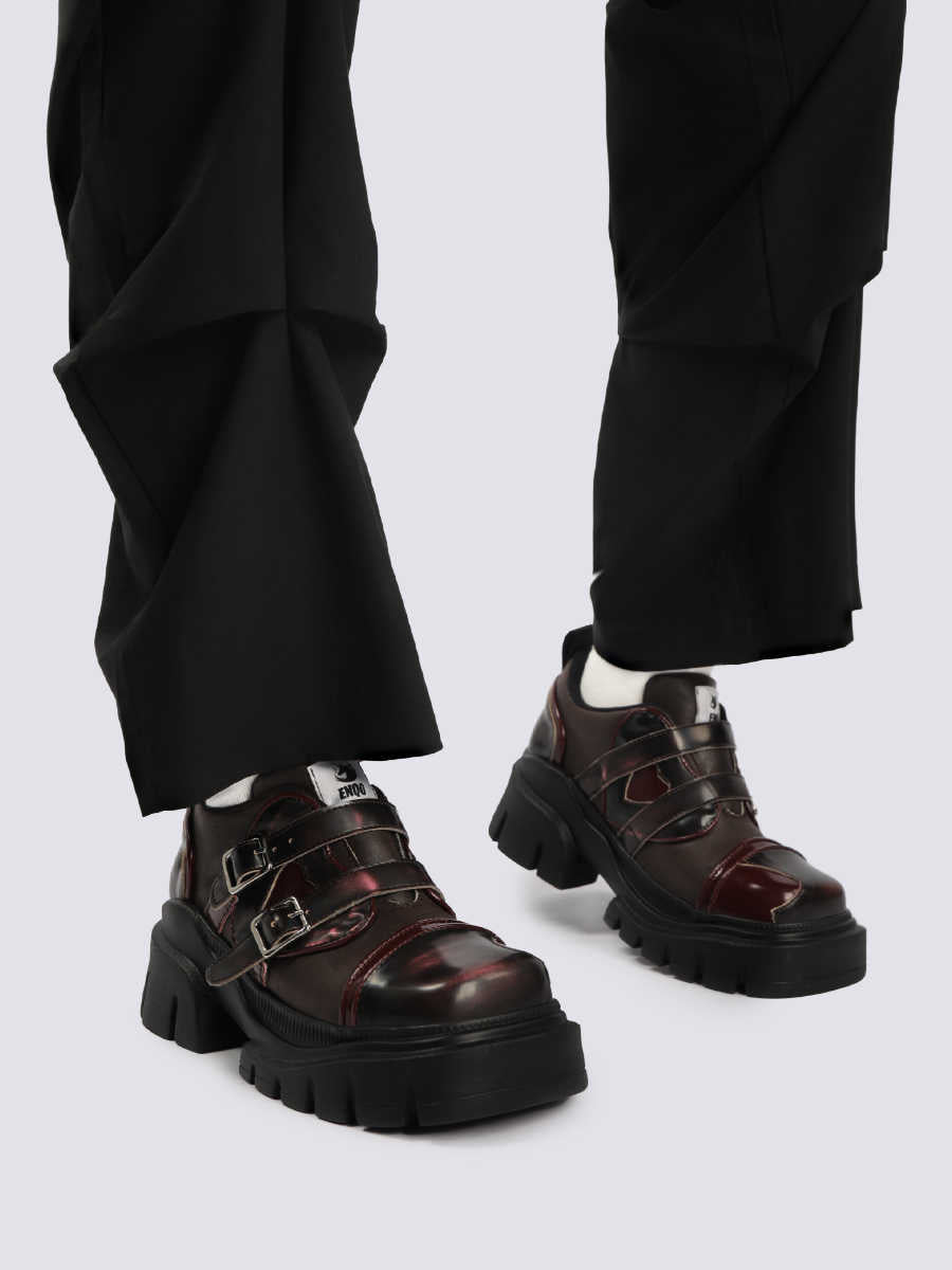 Grunge Punk Buckle Leather Shoes