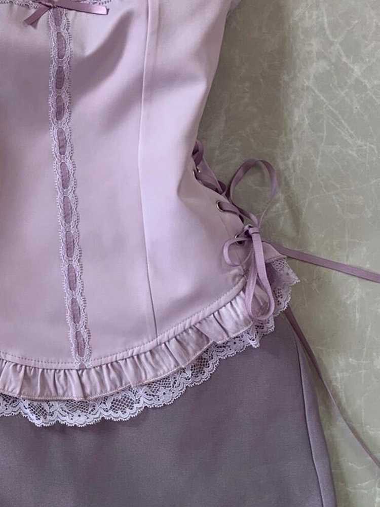 Purple Lace Bow Top