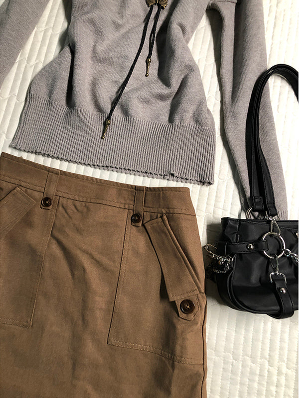 retro design brown skirt