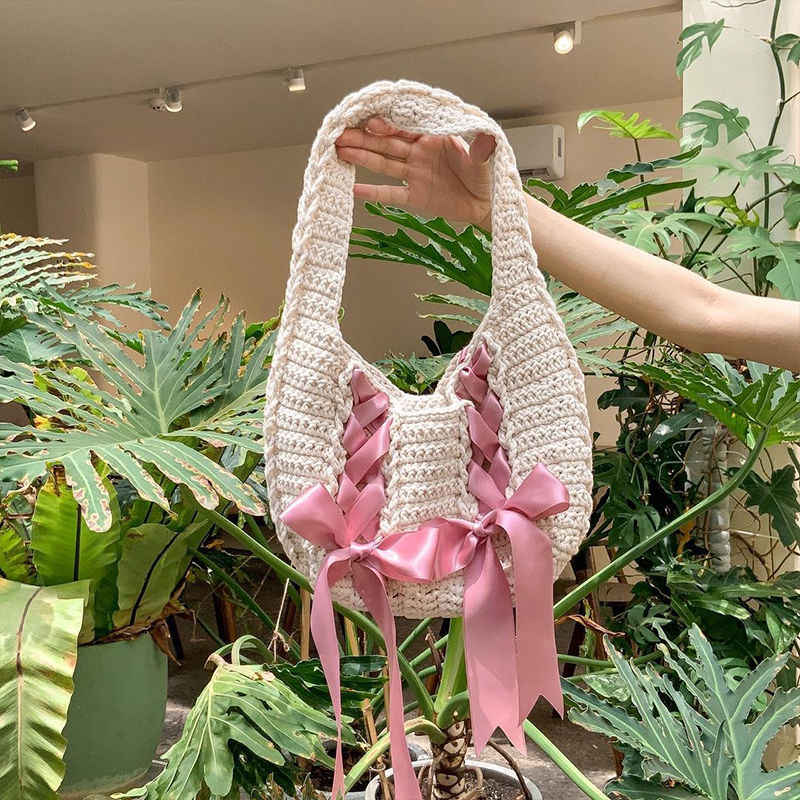 Coquette Ballet Bow Crochet Bag