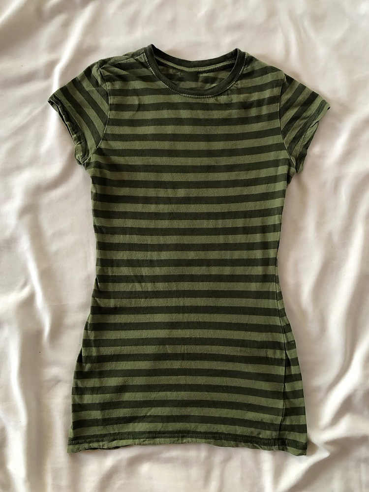 Y2K Grunge Green Striped T-shirt