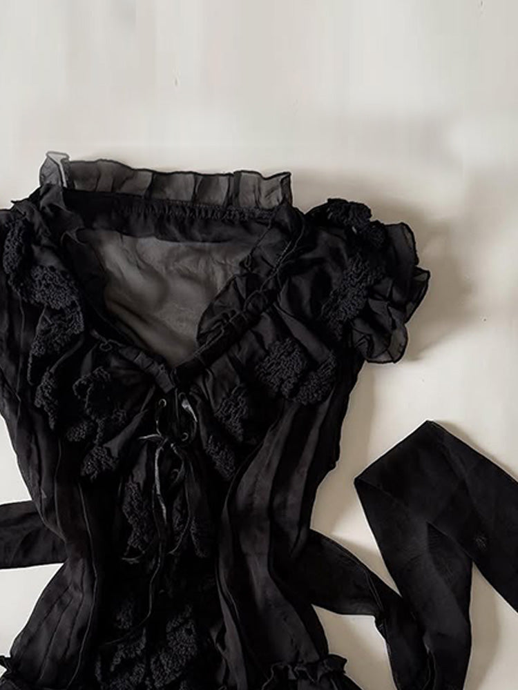 retro black lace shirt