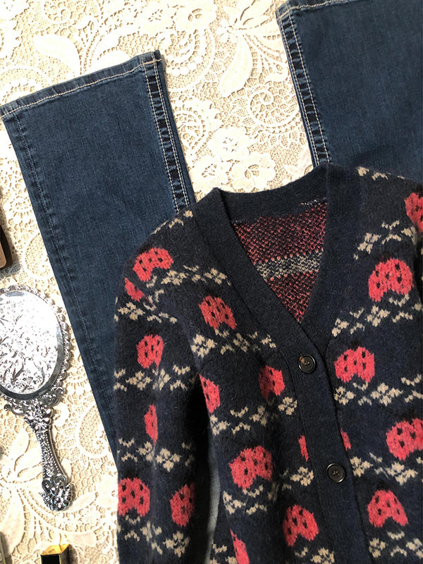 retro navy knitted cardigan