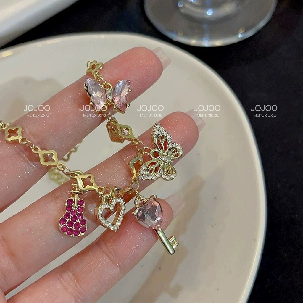 Pink Butterfly Zircon Bracelet