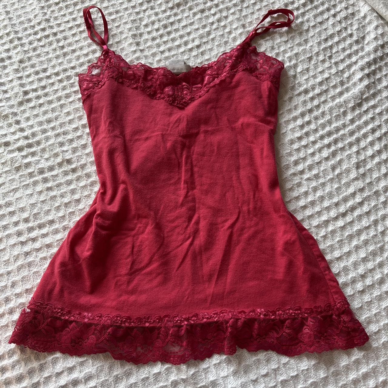 retro red gothic style lace tank top
