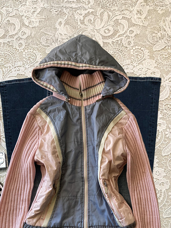 retro pink hooded vintage jacket