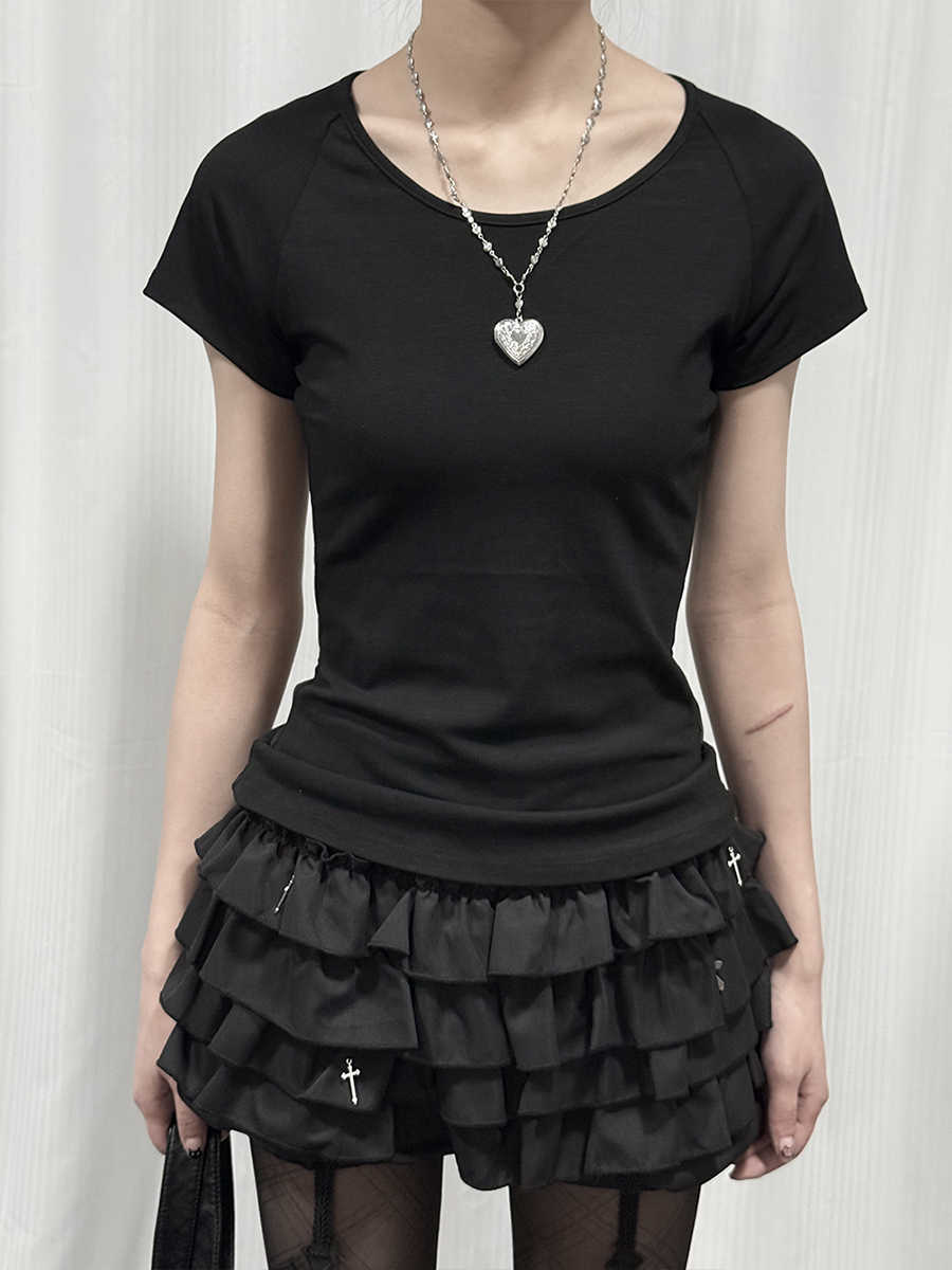 Goth Y2K Mesh Back T-shirt