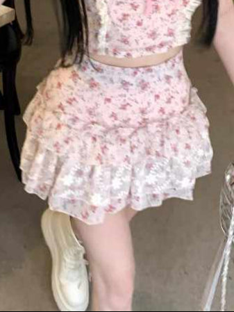Lace Bow Floral Coquette Skirt