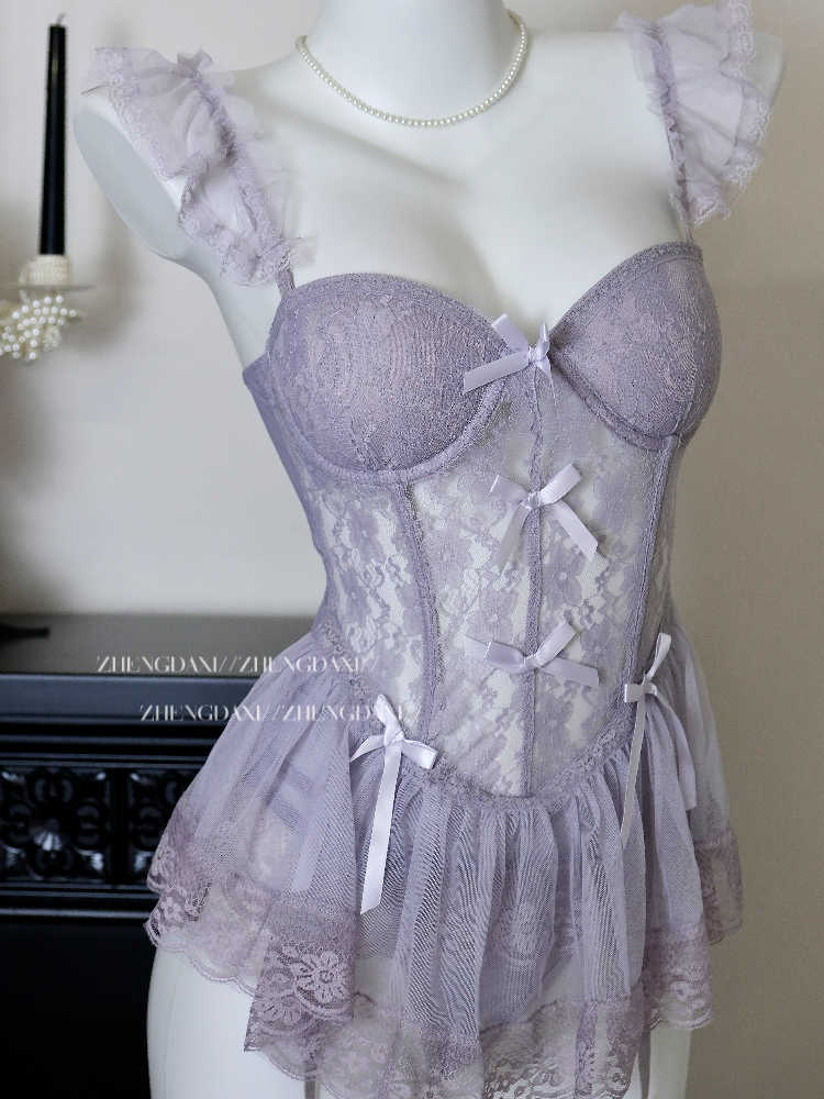 Lace Mesh Fishbone Bra Top