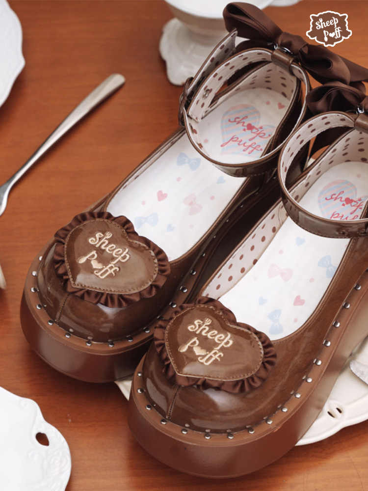 Sheep Puff Lolita Bow Platform Shoes