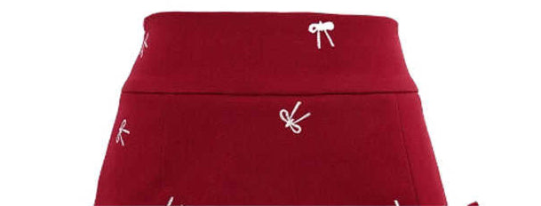Red Bow Embroidered Lace Hem Skirt
