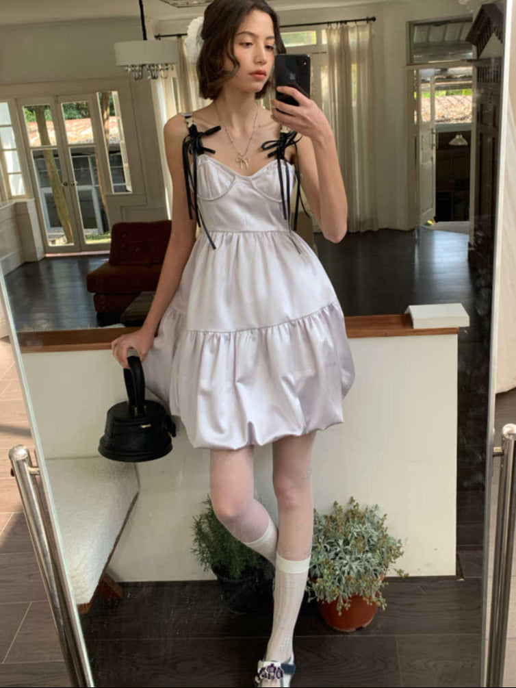 Bow Pearlescent Satin Dress