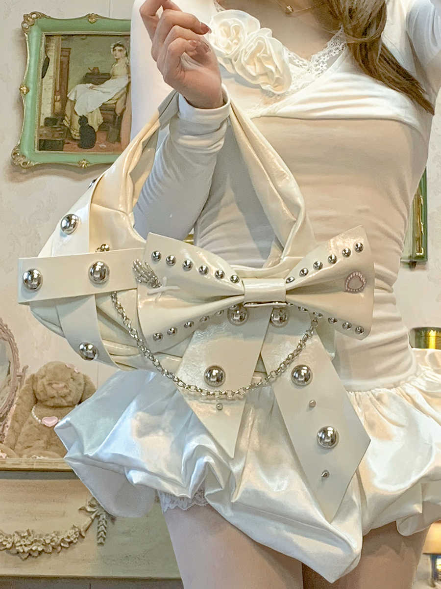 Metal Punk Ballet Bow Chain Handbag