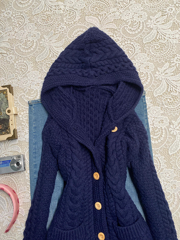 dark blue hooded sweater jacket