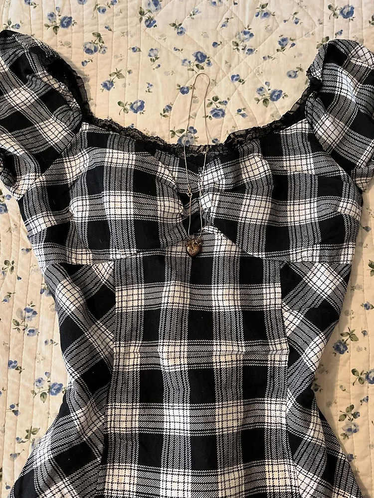 Retro Black Plaid Dress