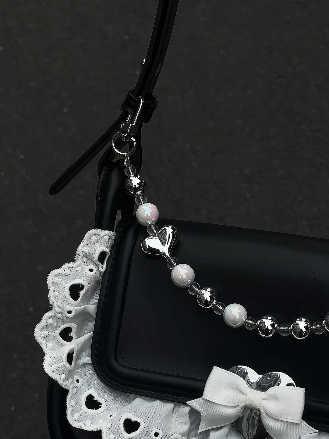 Dark Coquette Lace Bow Armpit Bag