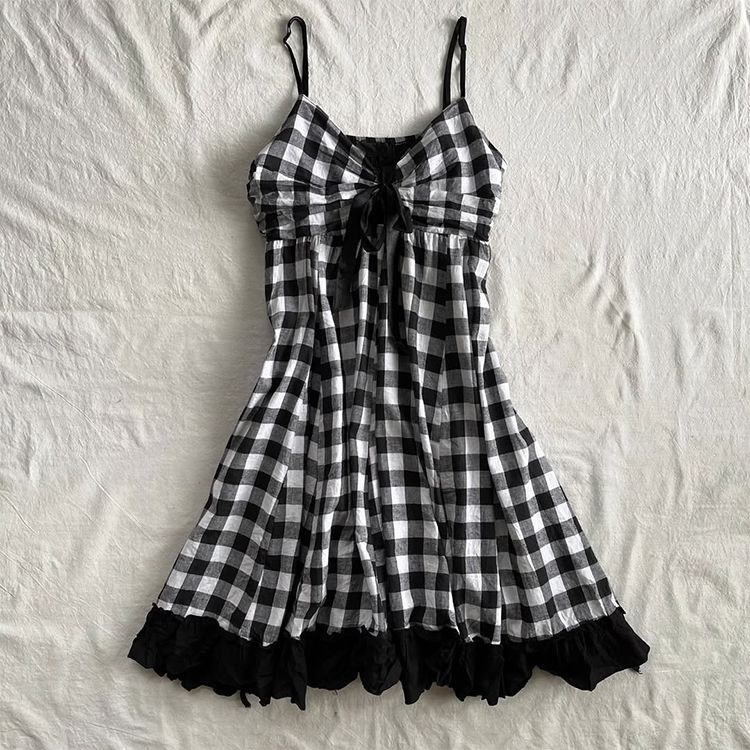 Black and white plaid suspenders