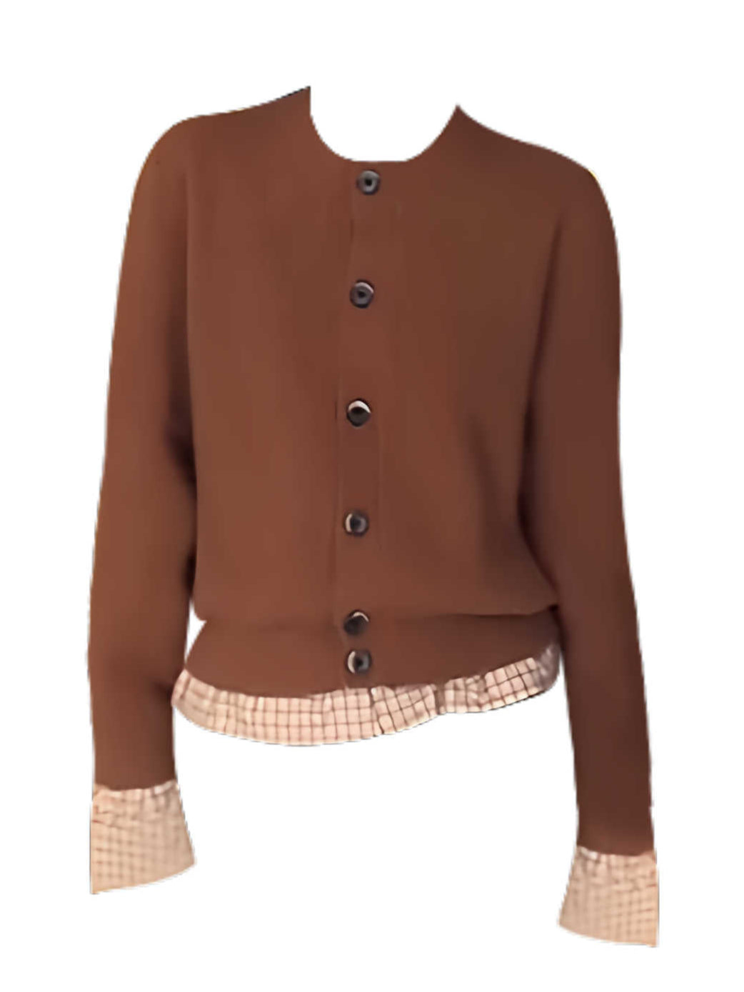 Preppy Plaid Splicing Knitted Cardigan