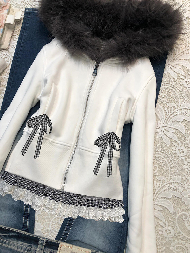white hooded retro jacket