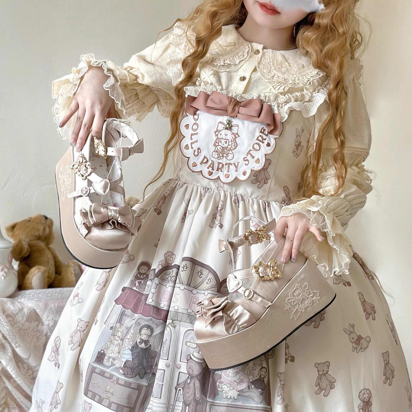Doll-like Satin Platform Lolita Shoes
