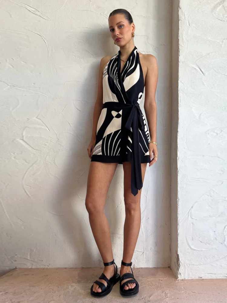 Backless V-neck Halter Dress