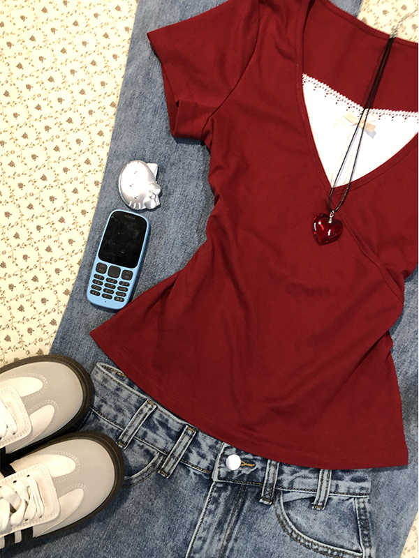 Red Fake Two-piece T-shirt