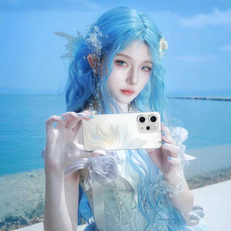 Sea Elf Blue Long Curly Wig
