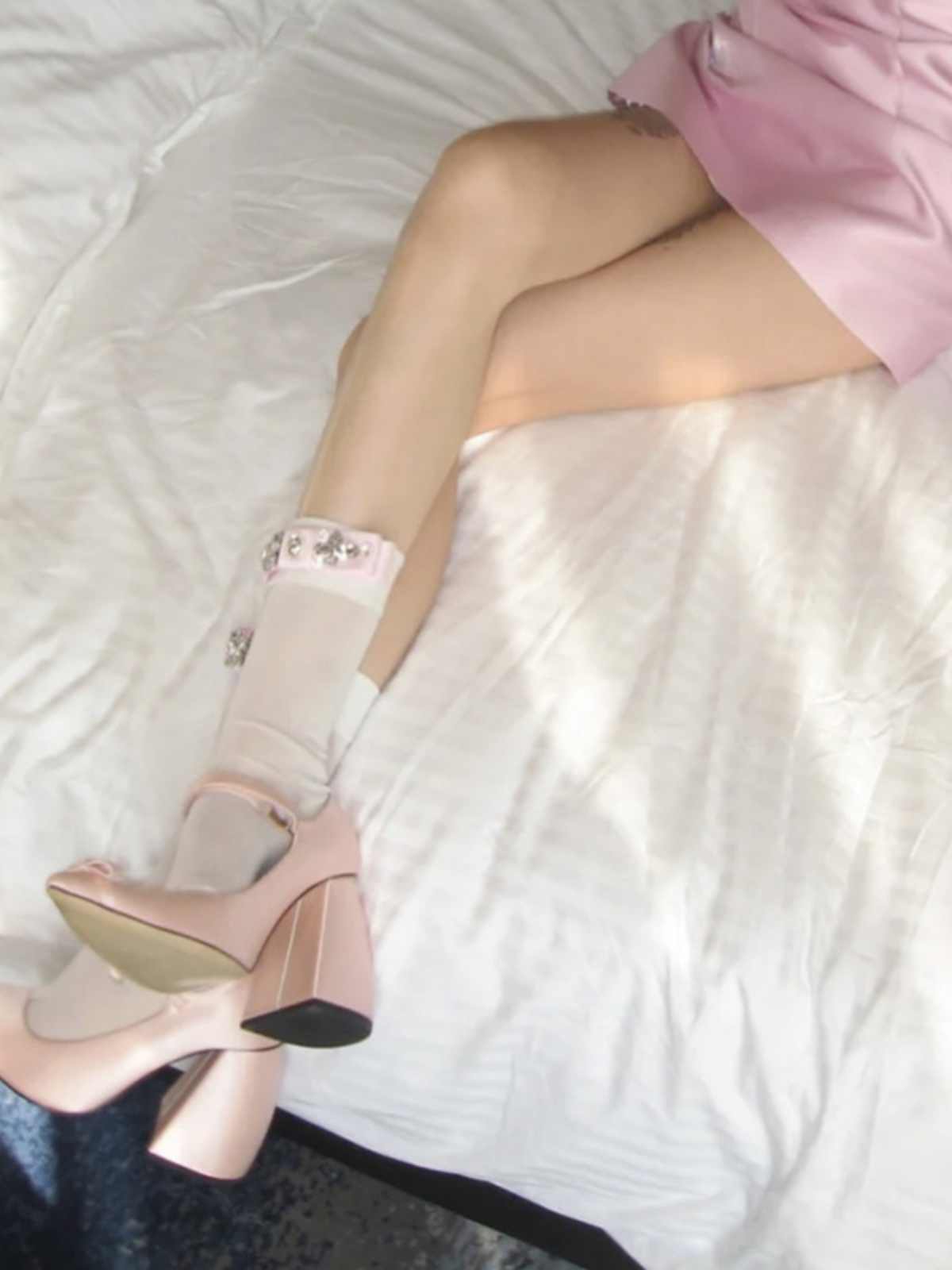 Pink Bow French High Heels