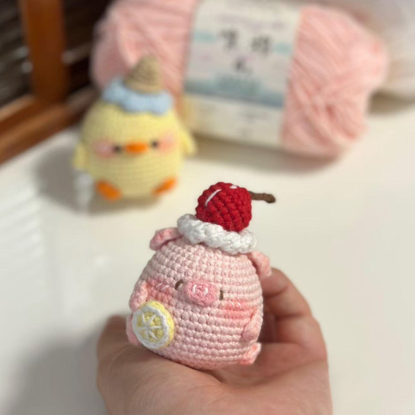 Handmade cream cake pig duck material package doll