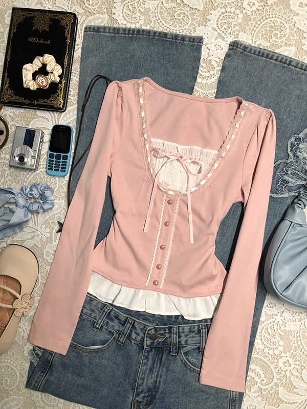 Soft Pink Long-sleeved T-shirt