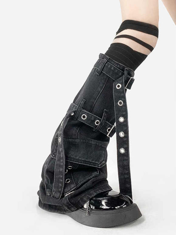Y2K Belts Black Denim Leg Covers