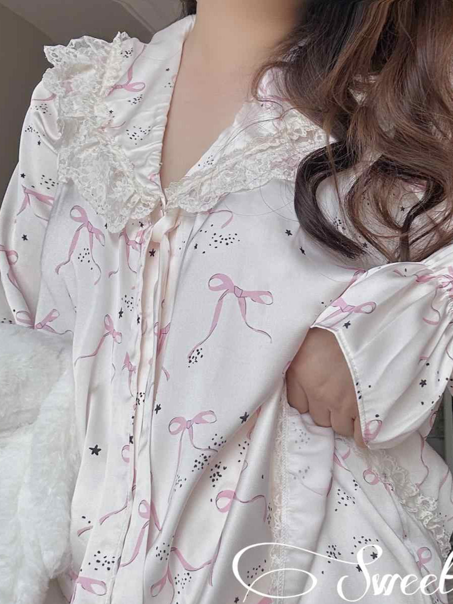 Coquette Bows Silky Pajamas Set