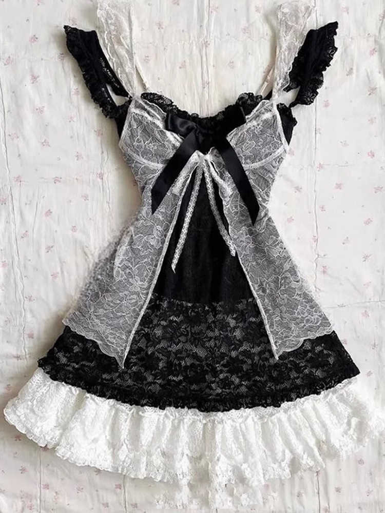 Dark Coquette Lace Two-piece Set