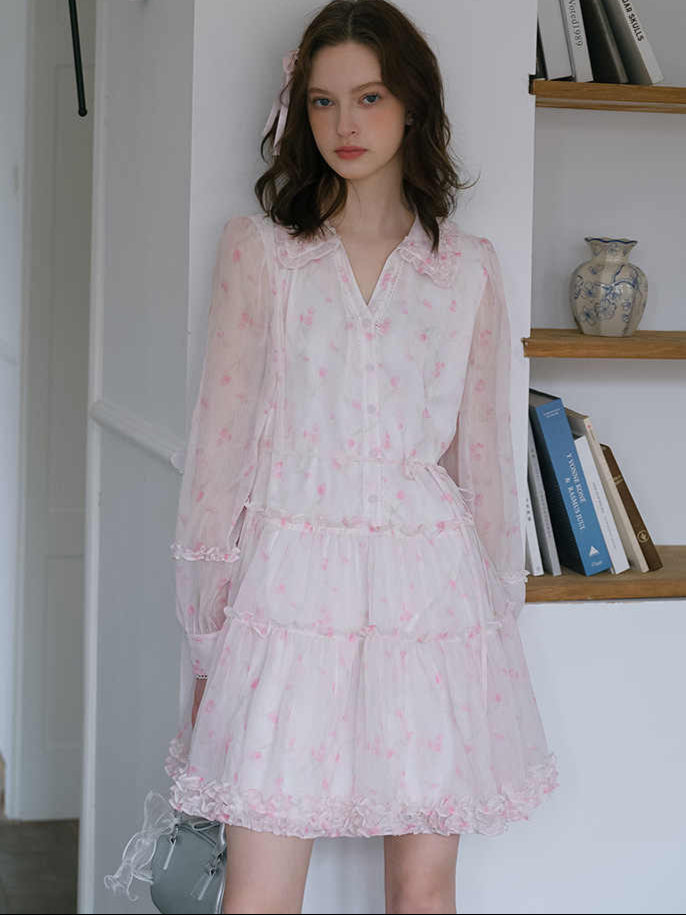 Fungus-edged Chiffon Lace Dress