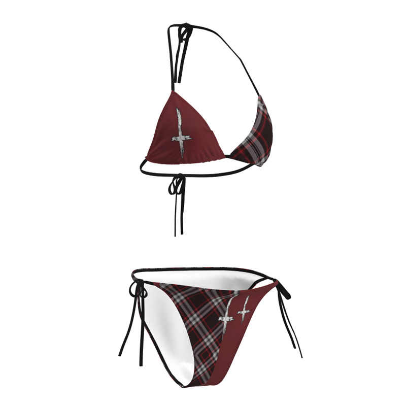 Burgundy Plaid Bikini