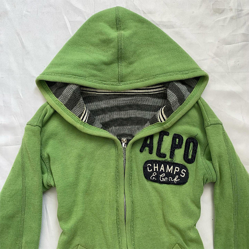 retro green hooded sweatshirt