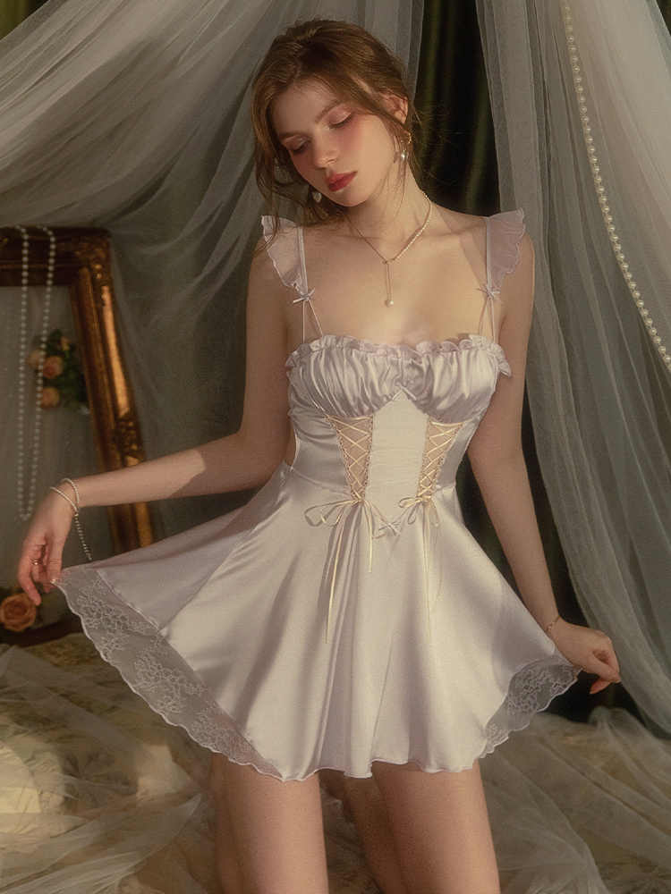 French Lace Suspender Pajamas