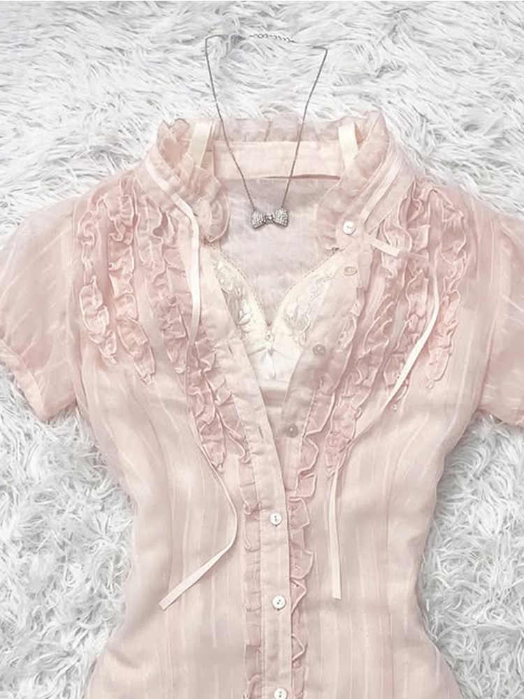 Retro Pink Lace Shirt
