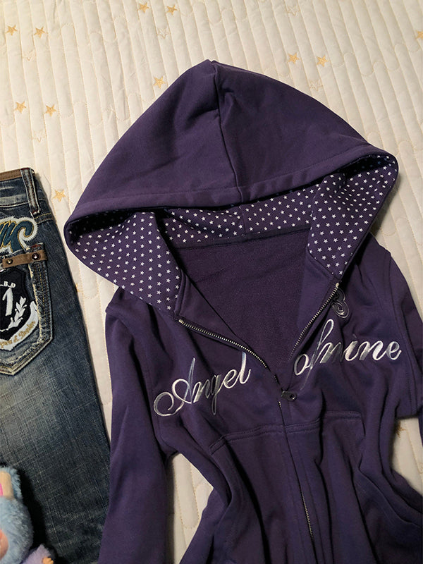 purple hooded jacket