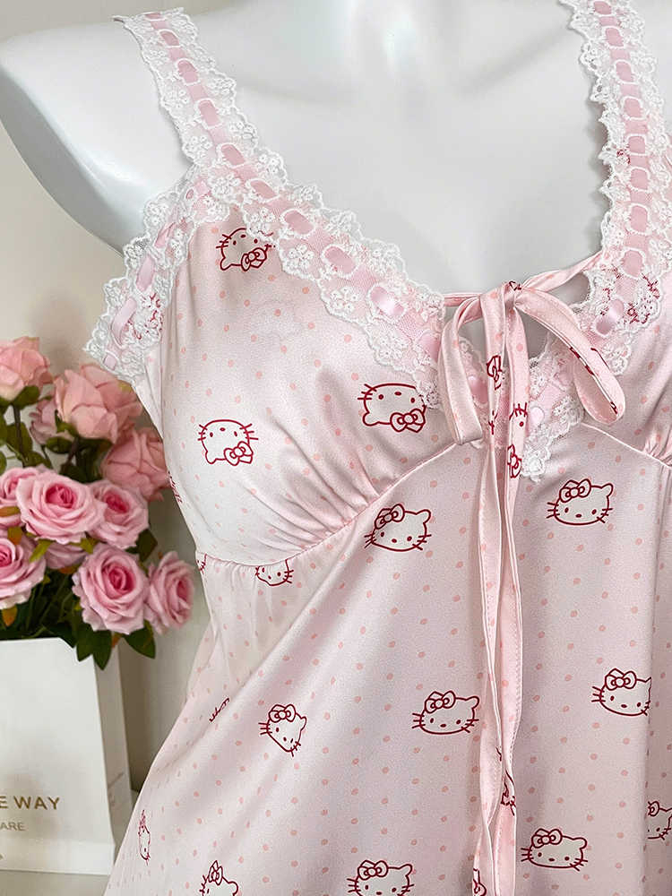 Silk Kitty Suspender Pajamas
