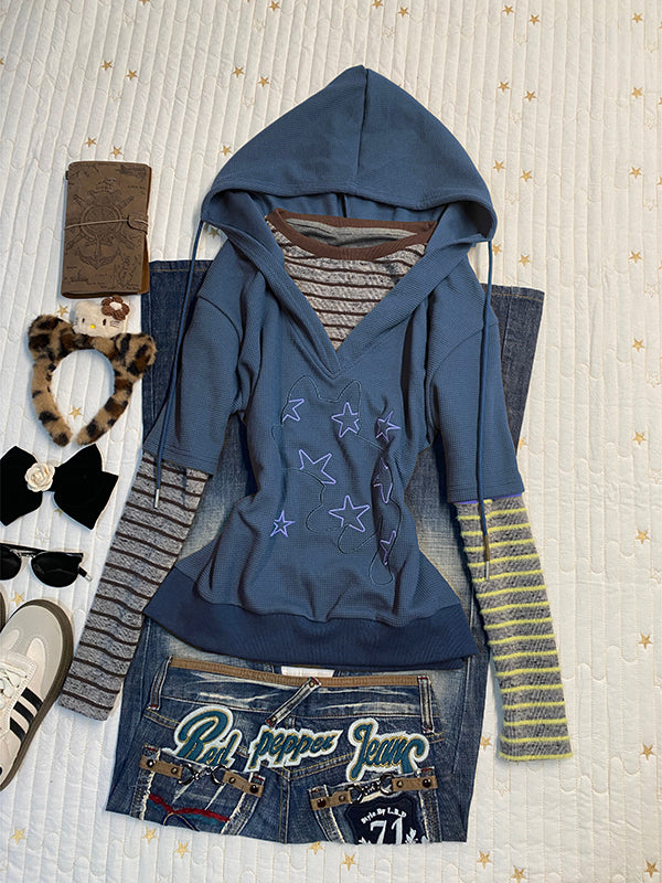 khaki hooded printed sweatshirt
