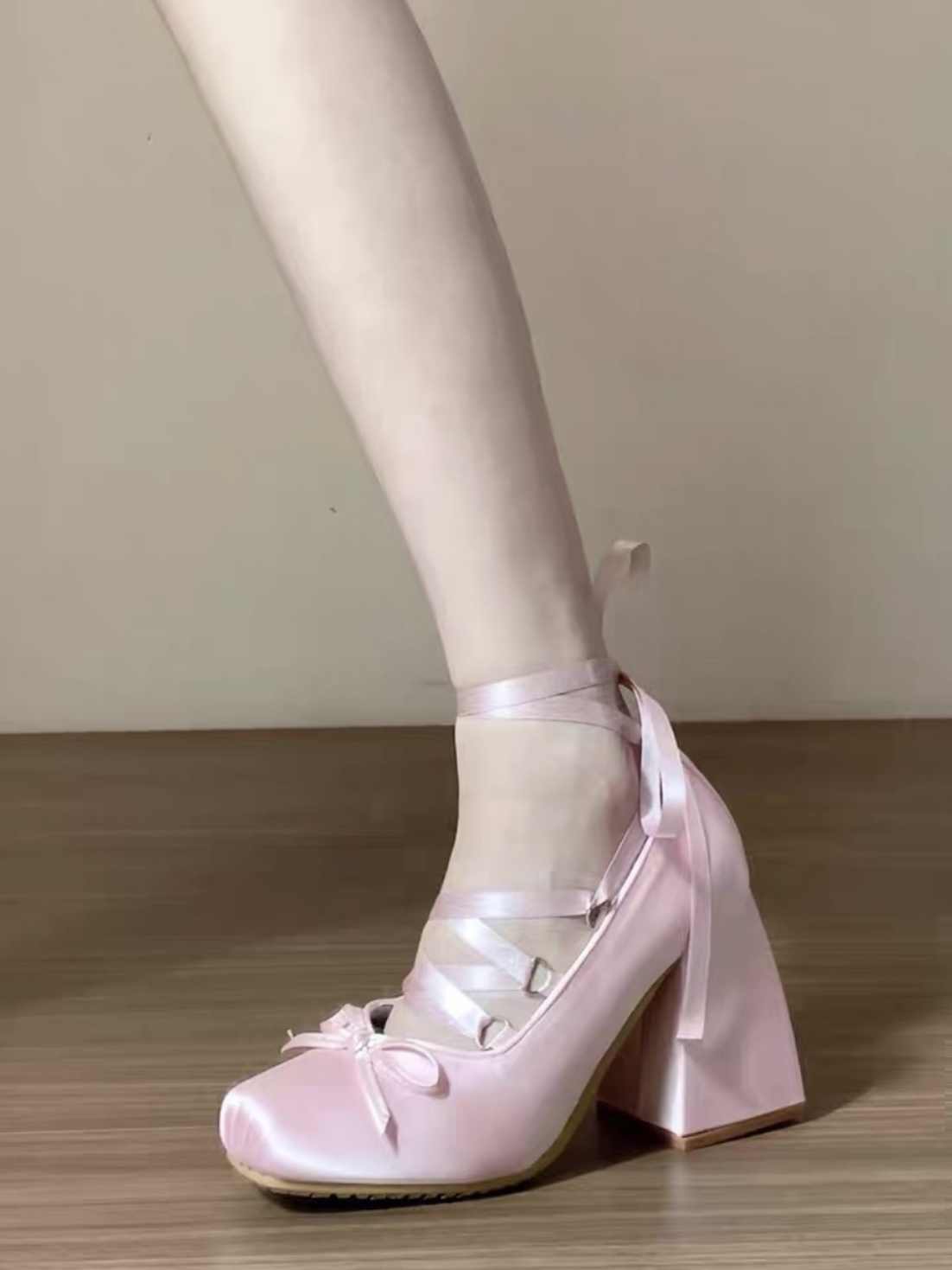 Ballet Bow Round Toe High Heels