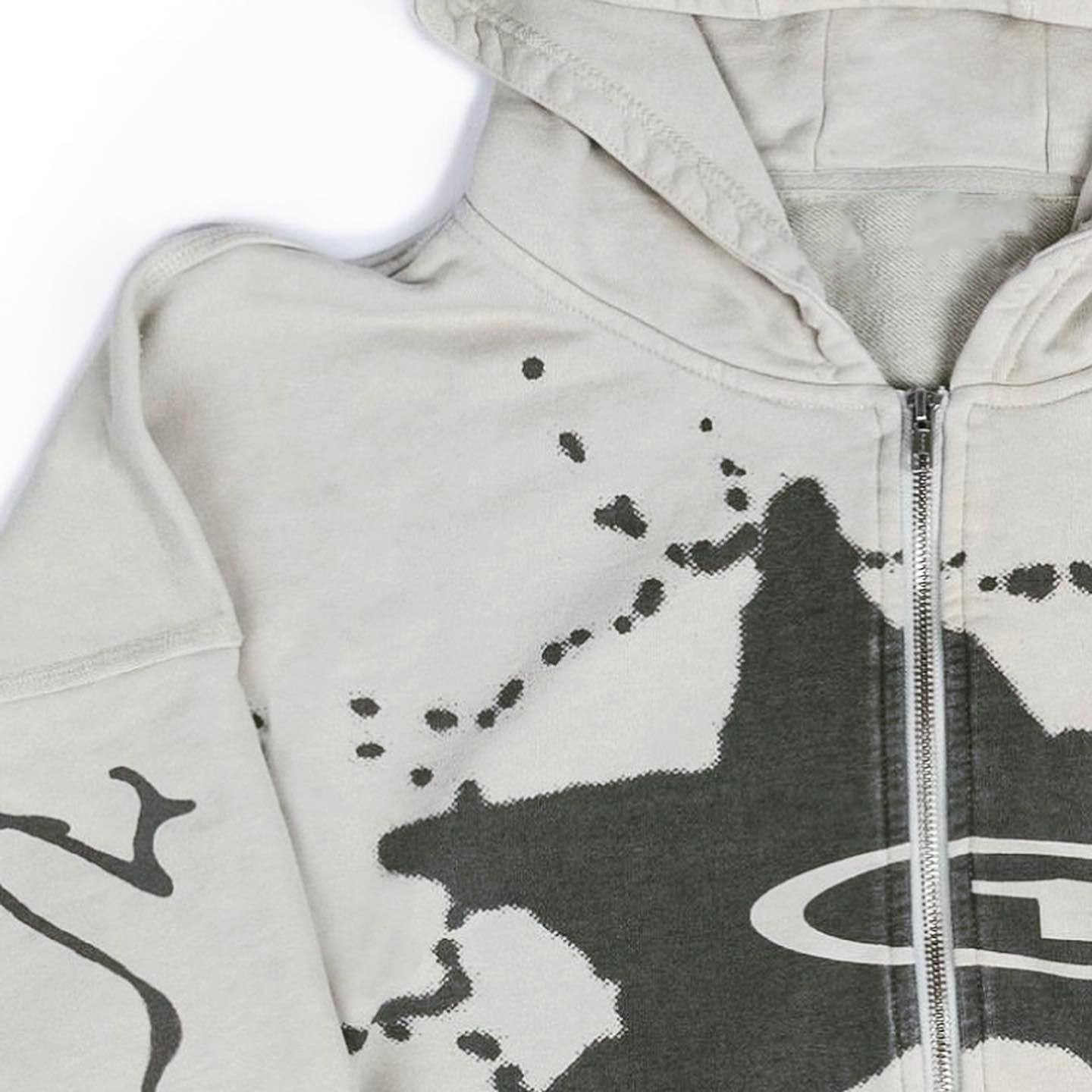 Hip-hop Print Zip-up Y2K Hoodie