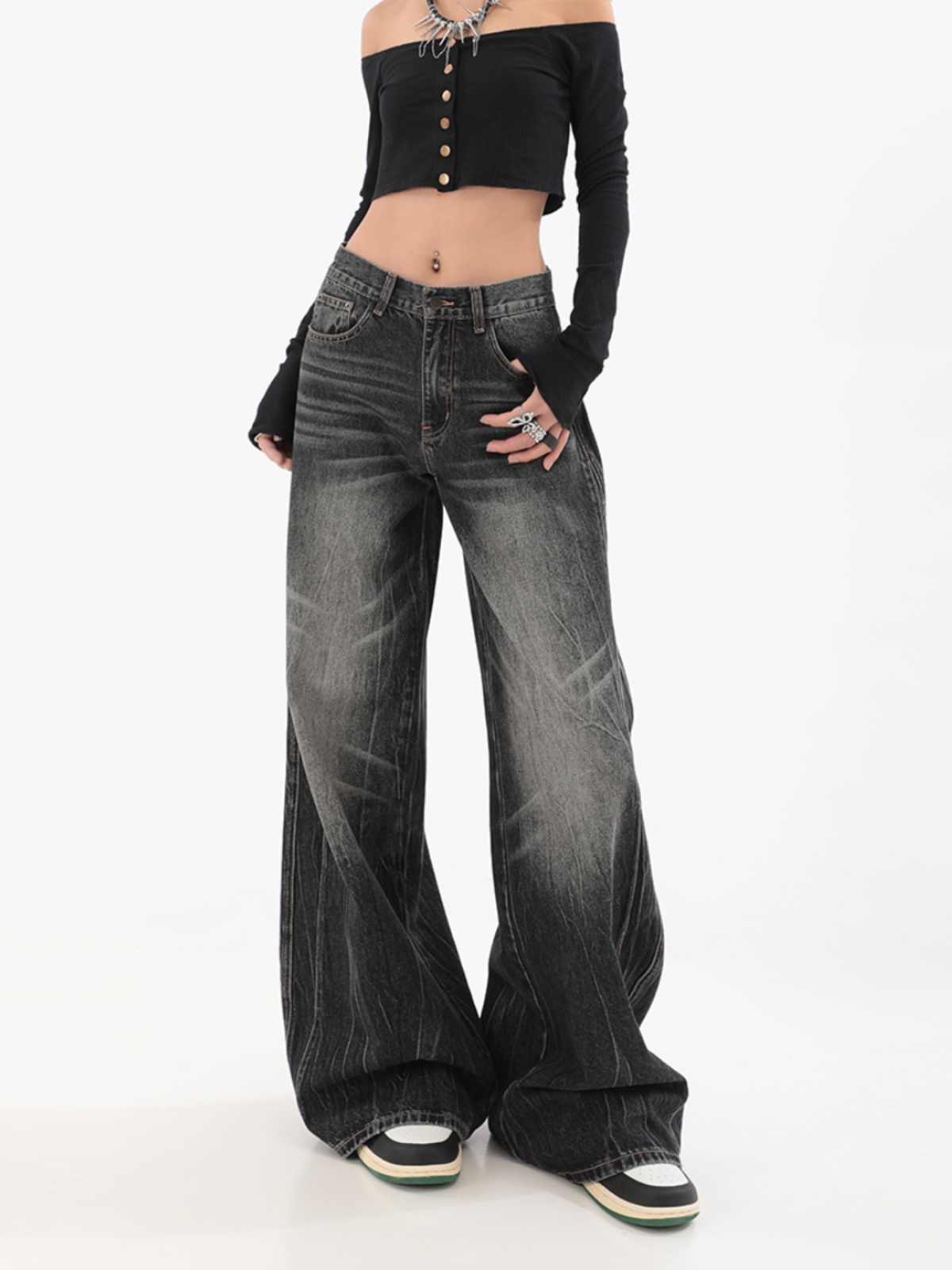 Grunge Retro Distressed Baggy Jeans