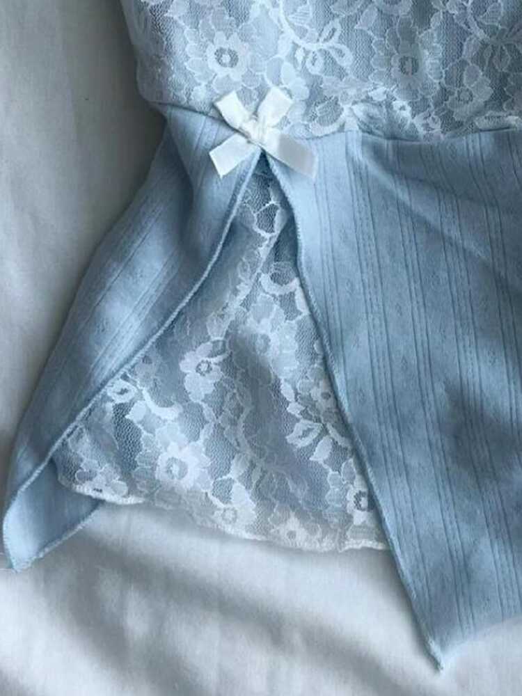 Retro Blue Lace Top